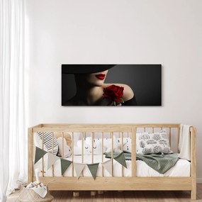 Obraz - Žena s ružou (120x50 cm)