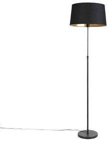 Stojacia lampa čierna s čiernym tienidlom nastaviteľným 45 cm - Parte