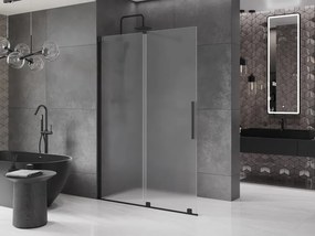 Mexen Velar, sprchová zástena s posuvnými dverami Walk-in 150 x 200 cm, 8mm sklo námraza, čierna matná, 871-150-000-33-70