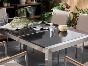 Záhradný stôl s 3-dielnou granitovou doskou 180 x 90 cm čierny GROSSETO Beliani