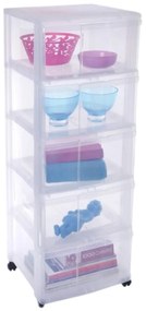Úložný box s 5 zásuvkami, transparentný, ORGAMIX MAXI