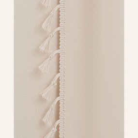 Krémový záves Lara na strieborné kruhy so strapcami 140 x 260 cm