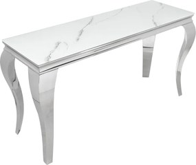Dizajnový konzolový stôl Rococo 145 cm strieborná - mramor