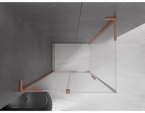 Mexen Velar L, sprchový kút s posuvnými dverami 90 x 70 cm, 8mm sklo námraza, medená matná, 871-090-070-33-65