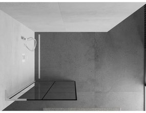 Mexen Kioto L, sprchová zástena Walk-In 80 x 200 cm, 8mm číre sklo čierny vzor, biely profil, 800-080-103-20-77