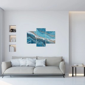Obraz - Bledomodrý mramor so zlatom I. (90x60 cm)