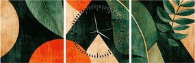Obraz - Geometrické prírodné motívy II. (s hodinami) (90x30 cm)