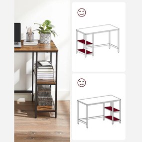 PC stôl s úložným priestorom, 2-úrovňovou ľavou alebo pravou policou