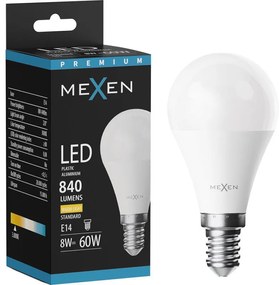 Mexen Nova, LED žiarovka E14, G45, 8W, teplá - 3000K, 840 lm - L101-E14-0830-01