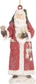 Vianočná závesná dekorácia Santa s nošou a darčekmi - 5*3*11 cm