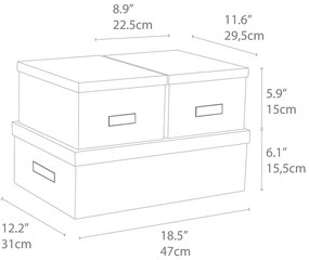 Súprava 3 bielych úložných škatúľ Bigso Box of Sweden Inge