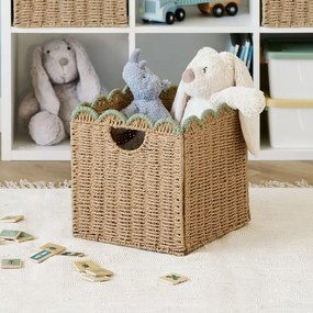 Zeller Present Úložný kôš, prírodný materiál, mätový, skladací MATHA - 30 x 30 x 30cm