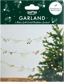 Vianočná girlanda GOLD MISTLETOE 5 m, zlatá