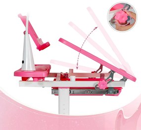 Detský rastúci písací stôl s nastaviteľnou výškou- ružový