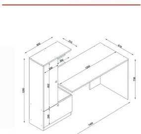 Pracovný stôl 62x120 cm Domingos – Furny Home