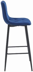 Zamatová barová stolička Bari modrá