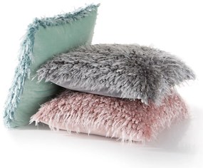 CHLPATÁ DEKORAČNÁ OBLIEČKA NA VANKÚŠ KORAL 40X40 CM SIVÁ