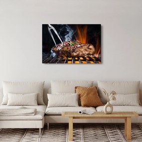 Obraz steaku na grile (90x60 cm)