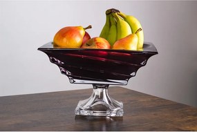 KRIŠTÁĽOVÁ MISKA BOHEMIA CASABLANCA BURGUNDY NA NOHE 285MM