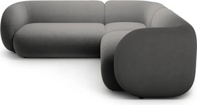 Tmavosivá zamatová rohová pohovka Kate – Micadoni