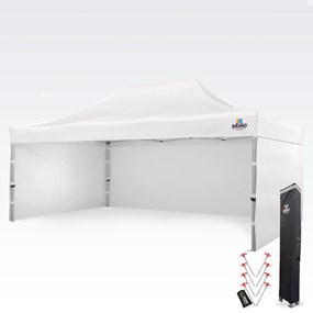 BRIMO Nožnicový párty stan PREMIUM ALU 4x6 m s 3 stenami biely