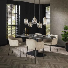 Jedálenský stôl 45-45 Ovál 180x90cm Ceramic Natural Black - Komfort-nábytok