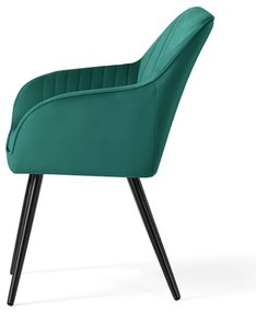 Sada dvoch jedálenských stoličiek FLORENCE zamatové, zelené / čierne nohy (2 ks)