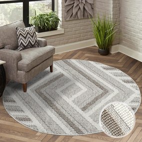 Dekorstudio Moderný okrúhly koberec LINDO 7590 - béžový Priemer koberca: 160cm