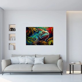 Obraz - Farebný leguán (90x60 cm)