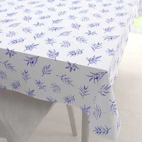 Biante Teflónový obdĺžnikový obrus TF-114 Modré olivové vetvičky na bielom 100x140 cm