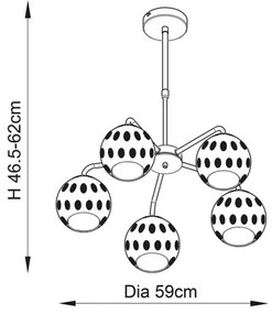Endon 91969 - Luster na tyči DIMPLE 5xE14/7W/230V zlatý
