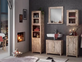furniture-nabytek.cz - Masívna sada kúpeľňového nábytku Bitna z mangového dreva, lakovaná, prírodná farba