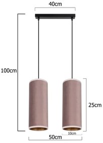 Luster na lanku AVALO 2xE27/60W/230V ružová/medená