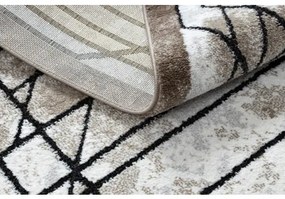 Moderný koberec COZY Tico, geometrický - Štrukturálny, dve vrstvy rúna, hnedá Veľkosť: 80x150 cm