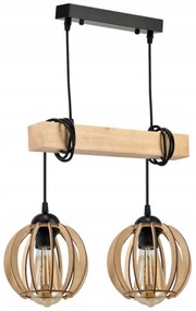BERGE Závesné stropné svietidlo LED drevený trám 2xE27 Wooden Ball Luster