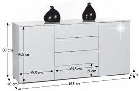 Tempo Kondela Komoda, biela extra vysoký lesk, SPICE 3