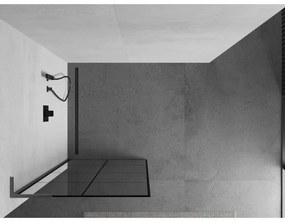 Mexen Kioto L, sprchová zástena Walk-In 90 x 200 cm, 8mm číre sklo čierny vzor, grafitový profil, 800-090-103-66-77