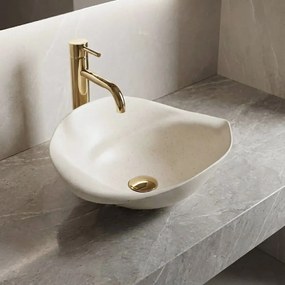 Rea ART, keramické umývadlo na dosku 400x390x160 mm, ručná výroba, model HM-34B, imitácia kemeňa-béžová, REA-U0609