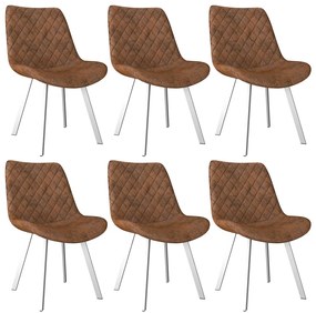Jedálenské stoličky 6 ks, hnedé, umelý semiš