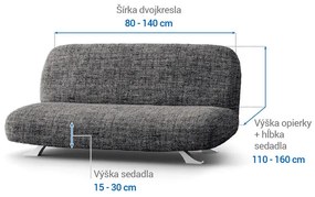 Bielastické poťahy VITTORIA šedá dvojkreslo s drevenými rúčkami (š. 80 -140 cm)