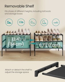 3-poschodový stojan na topánky 29,7 x 62,3 x 53,5 cm, čierny