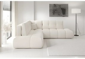 Rozkladacia rohová čalúnená sedacia súprava ALMADA do tvaru L, pravé prevedenie, béžová, s úložným priestorom