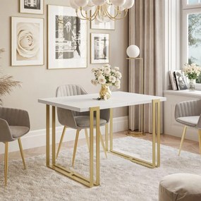 ROZKLADACÍ JEDÁLENSKÝ STÔL BENITO ARKTICKA BIELA + ZLATÝ