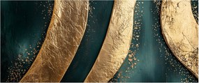 Obraz - Zelená abstrakcia so zlatom I. (120x50 cm)
