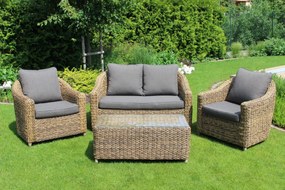 Hnedé záhradné ratanové sedenie so stolom 4-set