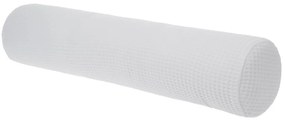 Bellamy Biely bavlnený vankúš v tvare valčeka WAFFLE 13x60 cm