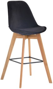 Barová stolička Metz ~ zamat, drevené nohy natura - Čierna