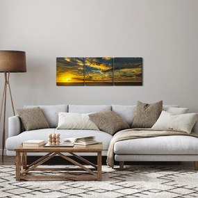 Západ slnka na mori (s hodinami) (90x30 cm)