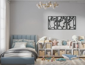 drevko 3-dielny detský obraz na stenu Tri prasiatka Rozmer obrazu: 21 x 44,5 cm, Farba dekorácie: Čierna