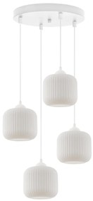 Závesné svietidlo Riffle, 4x biele sklenené tienidlo, w, o